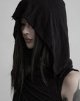 DOINDULGE Hooded Draped Sleeveless Knit Top