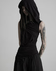 DOINDULGE Hooded Draped Sleeveless Knit Top