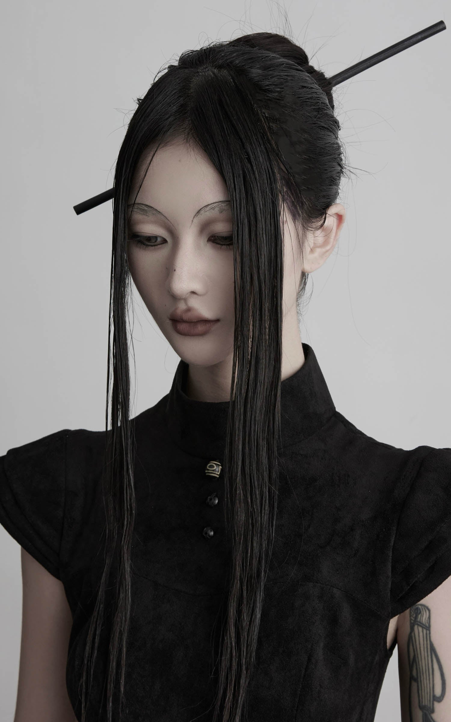 DOINDULGE Stand Collar Cap Sleeve Peplum Top