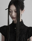 DOINDULGE Stand Collar Cap Sleeve Peplum Top