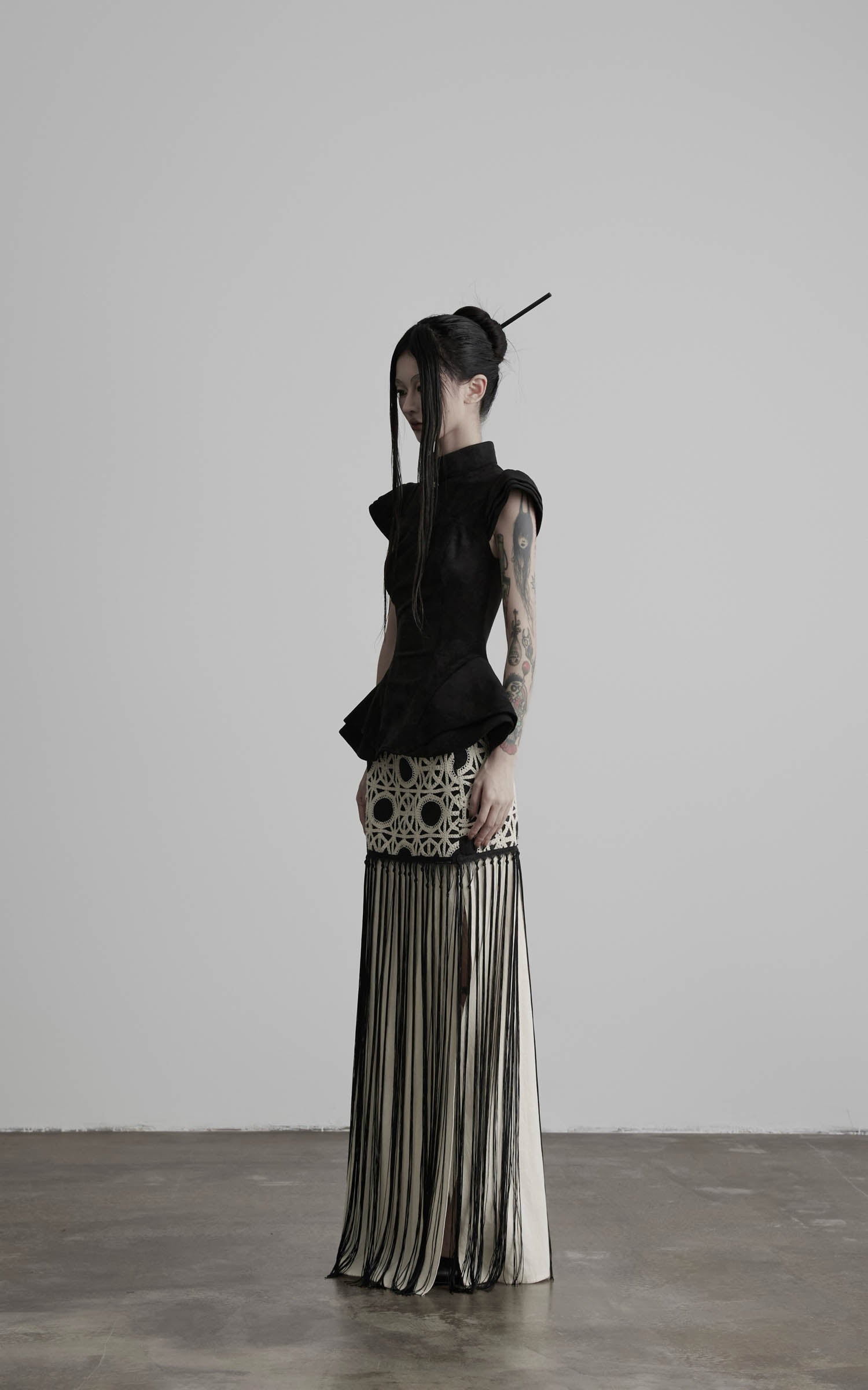DOINDULGE Stand Collar Cap Sleeve Peplum Top