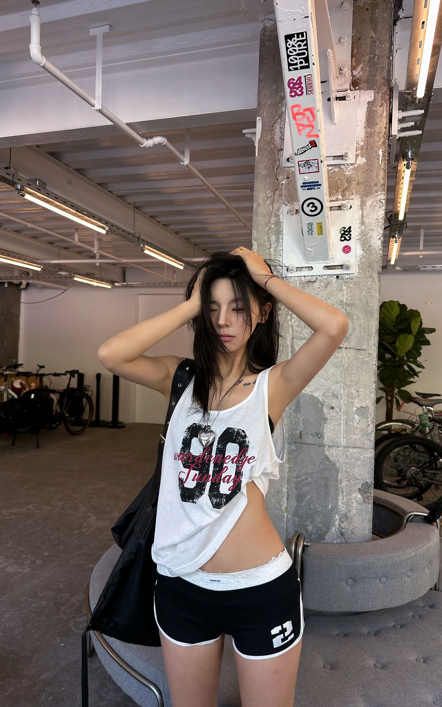 WARDEN EDGE Graphic Tank Top &amp; Strappy Bra Set