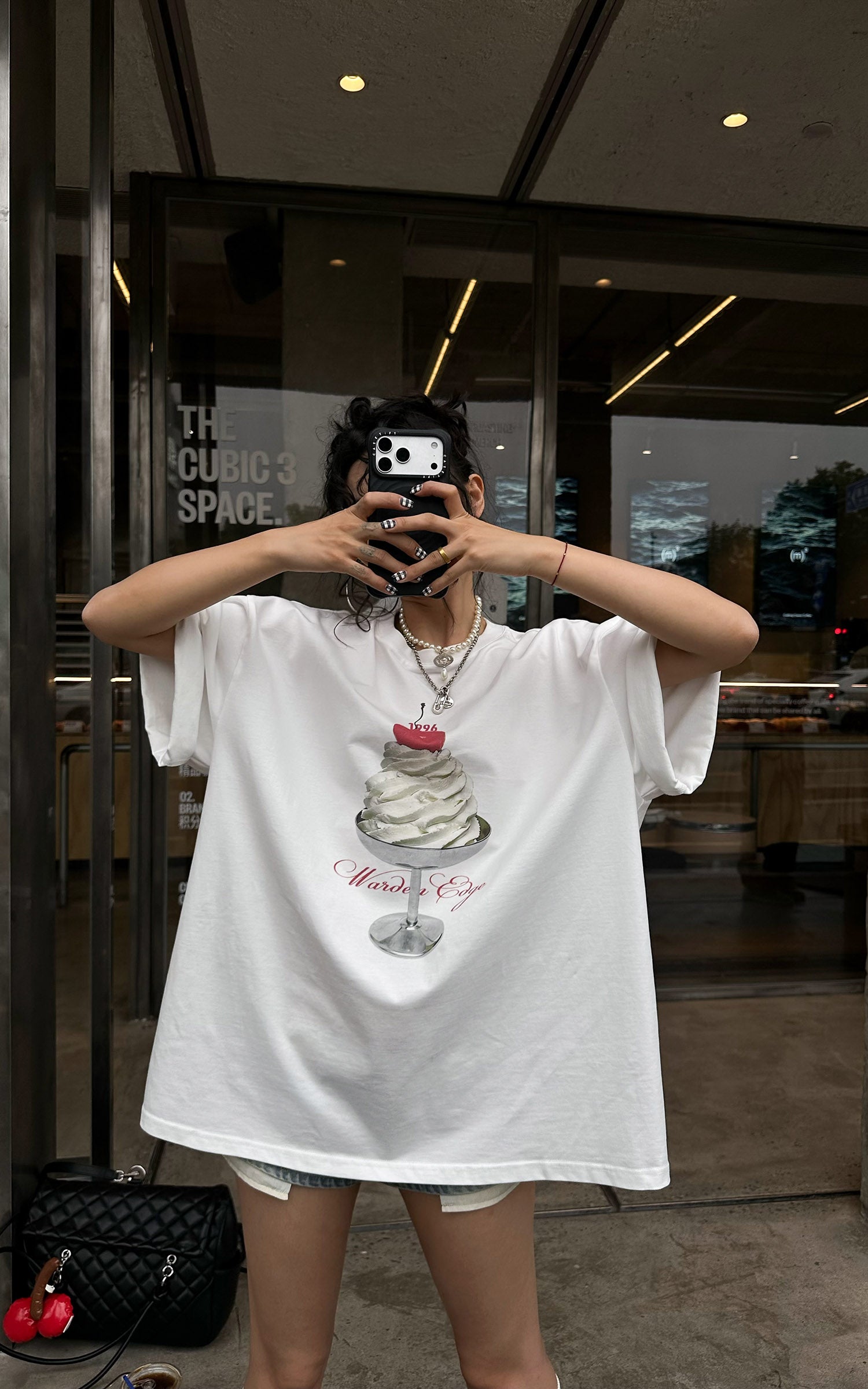 WARDEN EDGE Cherry Sundae Graphic Oversized T-Shirt