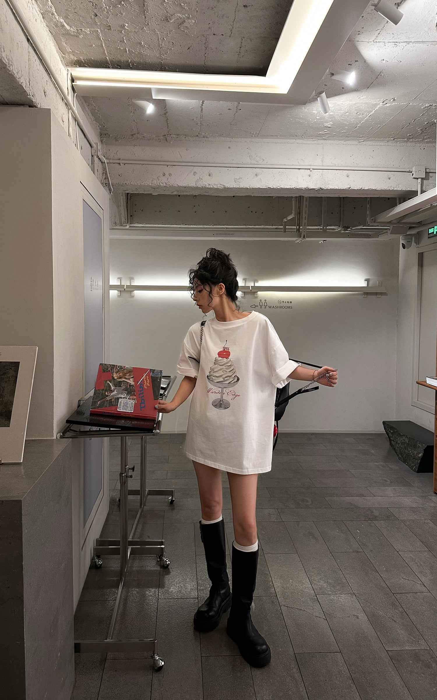 WARDEN EDGE Cherry Sundae Graphic Oversized T-Shirt