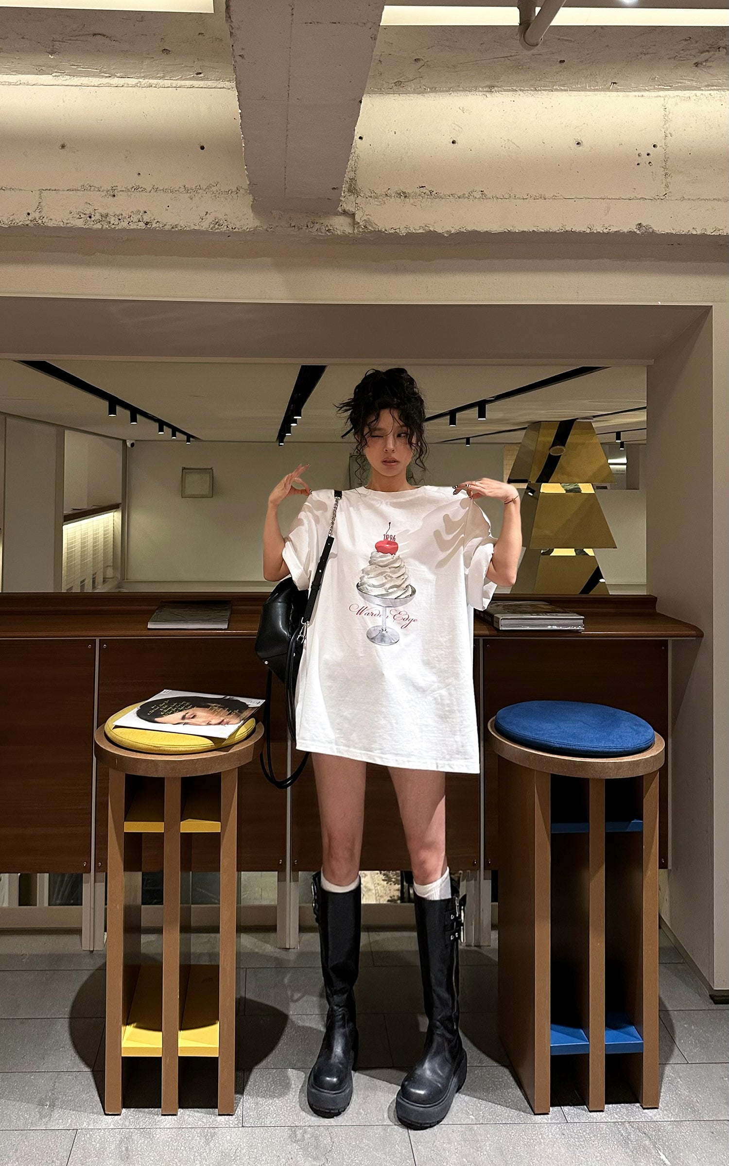 WARDEN EDGE Cherry Sundae Graphic Oversized T-Shirt