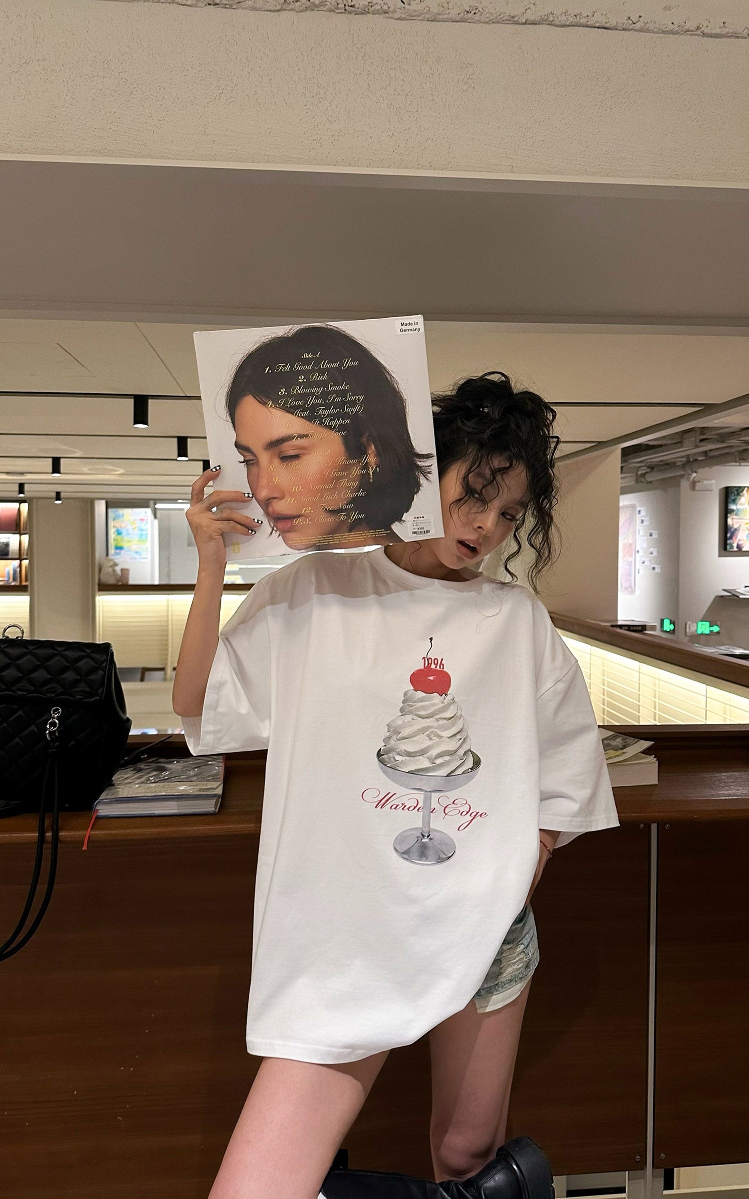WARDEN EDGE Cherry Sundae Graphic Oversized T-Shirt