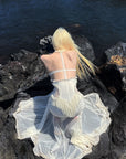 RASE LE SOL Ruffled Open-Waist Mermaid Dress