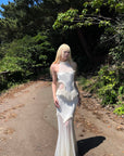 RASE LE SOL Ruffled Open-Waist Mermaid Dress