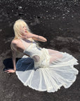 RASE LE SOL Ruffled Open-Waist Mermaid Dress