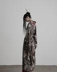 DOINDULGE Butterfly Print Wide Sleeve Maxi Kimono Robe