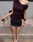 ROVENTE Vintage Indigo Low Rise Denim Micro Mini Skirt