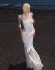 RASE LE SOL Ruffled Open-Waist Mermaid Dress