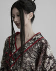 DOINDULGE Butterfly Print Wide Sleeve Maxi Kimono Robe