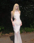 RASE LE SOL Ruffled Open-Waist Mermaid Dress