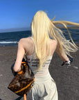 Rase le sol Gothic Letter Mesh Fitted Tank Top