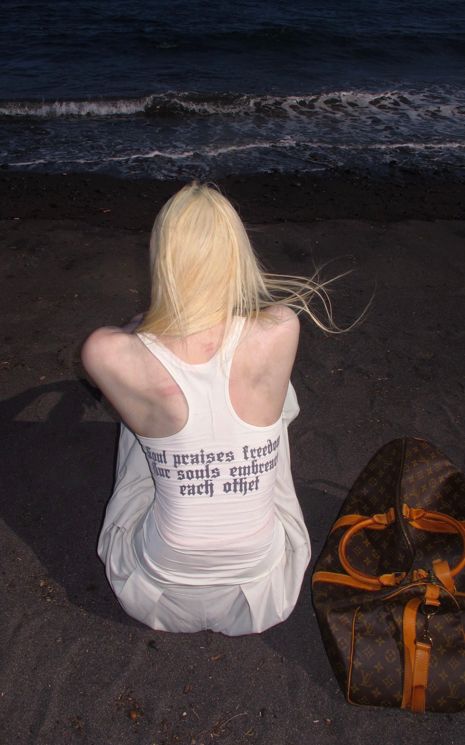 Rase le sol Gothic Letter Mesh Fitted Tank Top