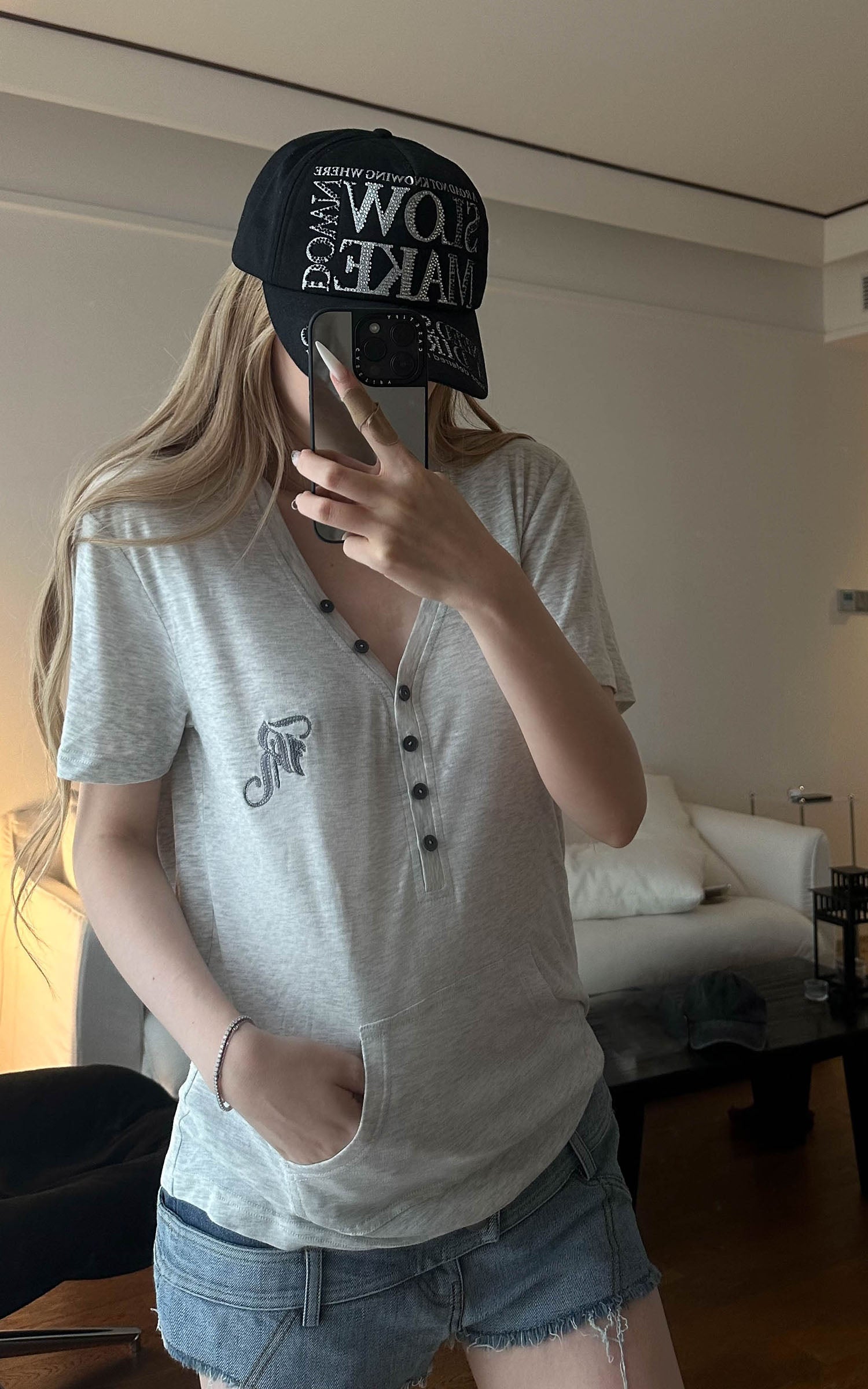Rase le sol Safety Pin Graphic Relaxed T-Shirt &amp; Terry Shorts Set
