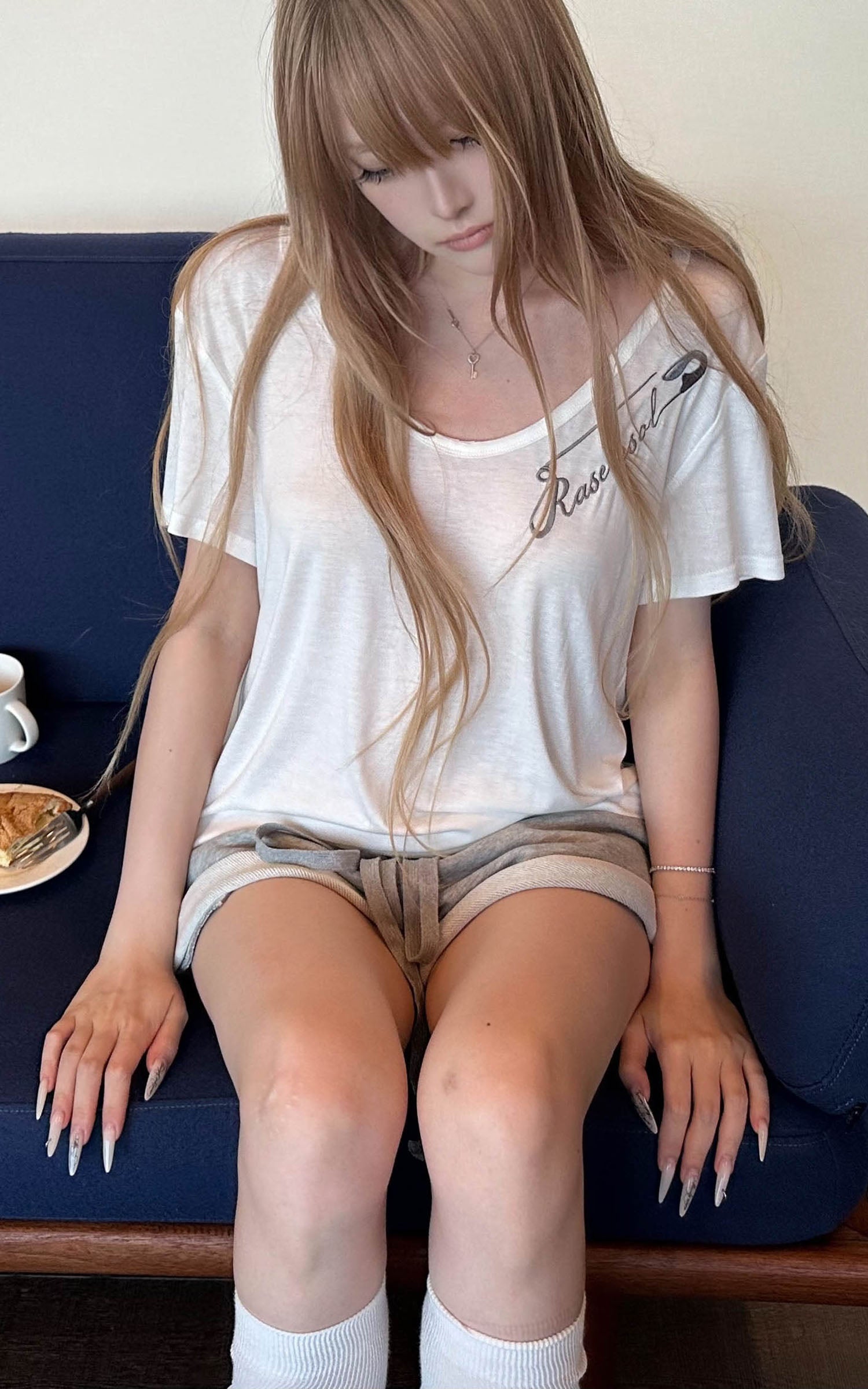 Rase le sol Safety Pin Graphic Relaxed T-Shirt &amp; Terry Shorts Set