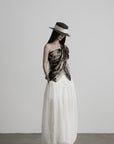 DOINDULGE Low-Rise Sheer Gathered Wide-Leg Pants