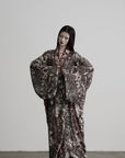 DOINDULGE Butterfly Print Wide Sleeve Maxi Kimono Robe