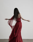 DOINDULGE Scarf Tie Cinched Cami Maxi Dress