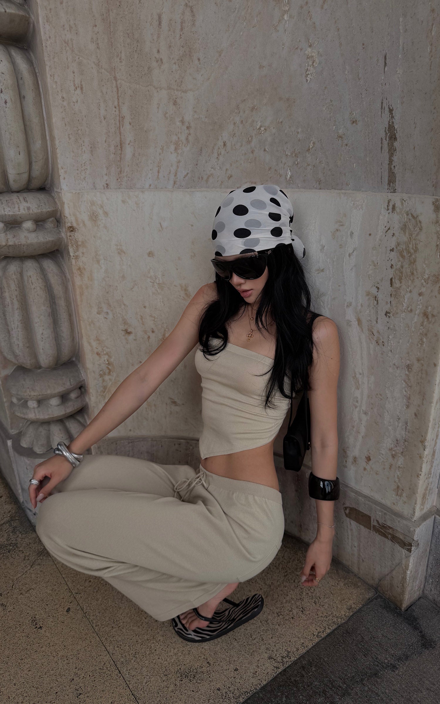 ROVENTE Open-Back Tube Top &amp; Wide-Leg Pants Set