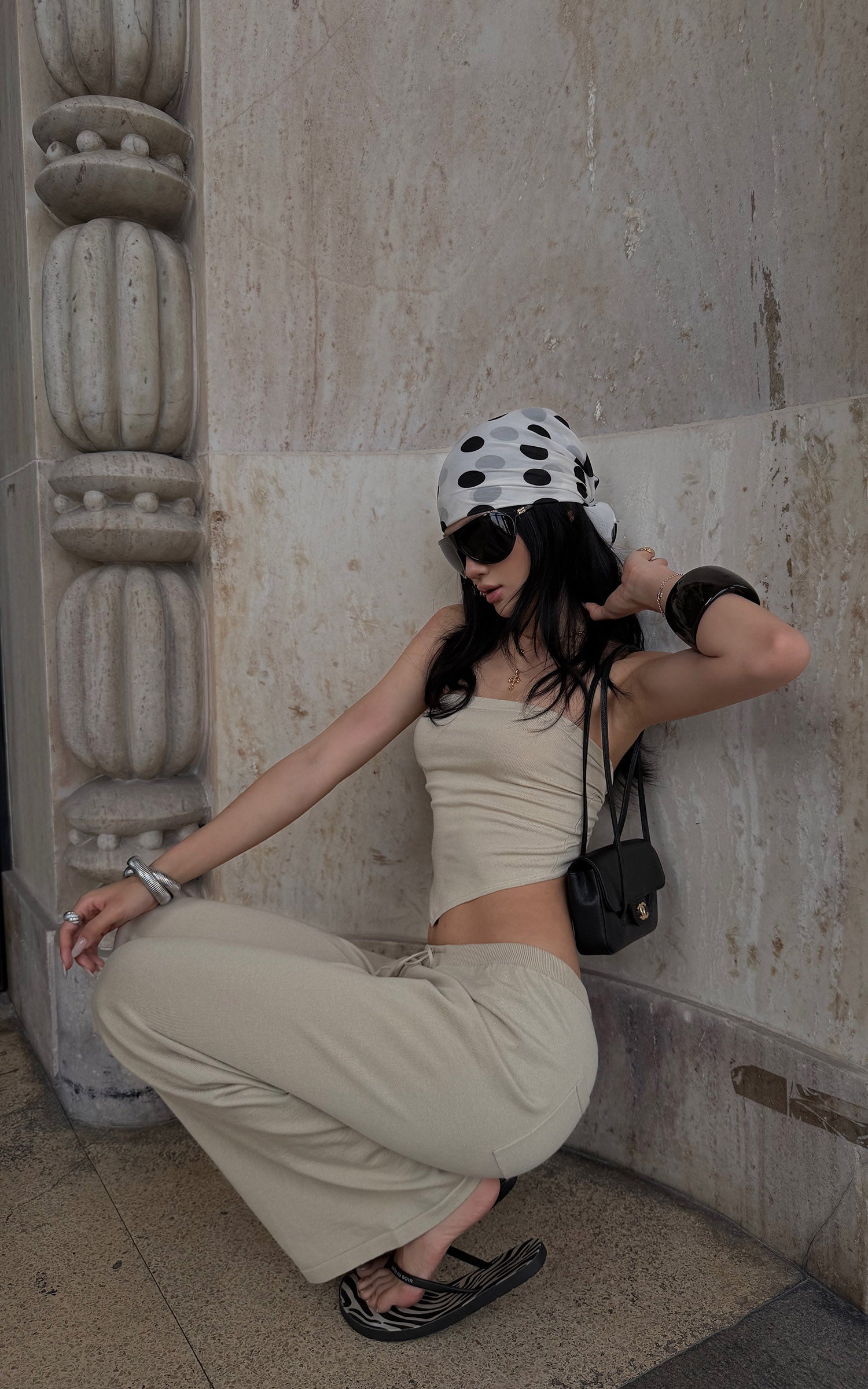 ROVENTE Open-Back Tube Top &amp; Wide-Leg Pants Set