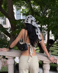ROVENTE Open-Back Tube Top & Wide-Leg Pants Set