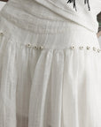 DOINDULGE Low-Rise Sheer Gathered Wide-Leg Pants