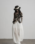 DOINDULGE Low-Rise Sheer Gathered Wide-Leg Pants