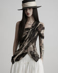 DOINDULGE One Shoulder Brushstroke Ruched Top