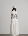 DOINDULGE Low-Rise Sheer Gathered Wide-Leg Pants
