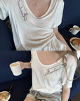 Rase le sol Safety Pin Graphic Relaxed T-Shirt & Terry Shorts Set