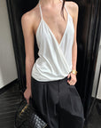 0122stepll Haut halter drapé blanc