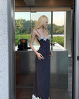 Rase le sol Lace-Trim Open Back Maxi Dress