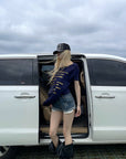 Rase le sol Rhinestone Cross Denim Shorts
