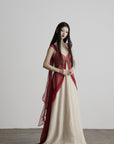 DOINDULGE V-Neck Sheer Layered Maxi Dress