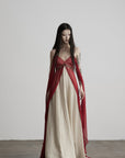 DOINDULGE V-Neck Sheer Layered Maxi Dress