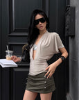 ROVENTE Zip-Detail Metal Stud Mini Skirt