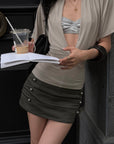 ROVENTE Zip-Detail Metal Stud Mini Skirt