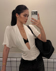 ROVENTE Draped Plunge Two-Piece T-Shirt