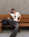 ROVENTE Draped Plunge Two-Piece T-Shirt