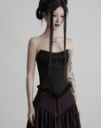 DOINDULGE Strapless Embroidered Fringe Corset Top