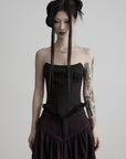 DOINDULGE Strapless Embroidered Fringe Corset Top
