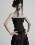 DOINDULGE Strapless Embroidered Fringe Corset Top