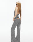 IAMXIAA Striped Halter Neck Flare Pants Set