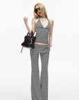 IAMXIAA Striped Halter Neck Flare Pants Set