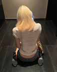 Rase le sol 투어 프린트 비대칭 브이넥 슬림 티셔츠