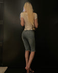 Rase le sol Vintage Washed Mid-Length Denim Pants