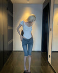 Rase le sol Vintage Washed Mid-Length Denim Pants